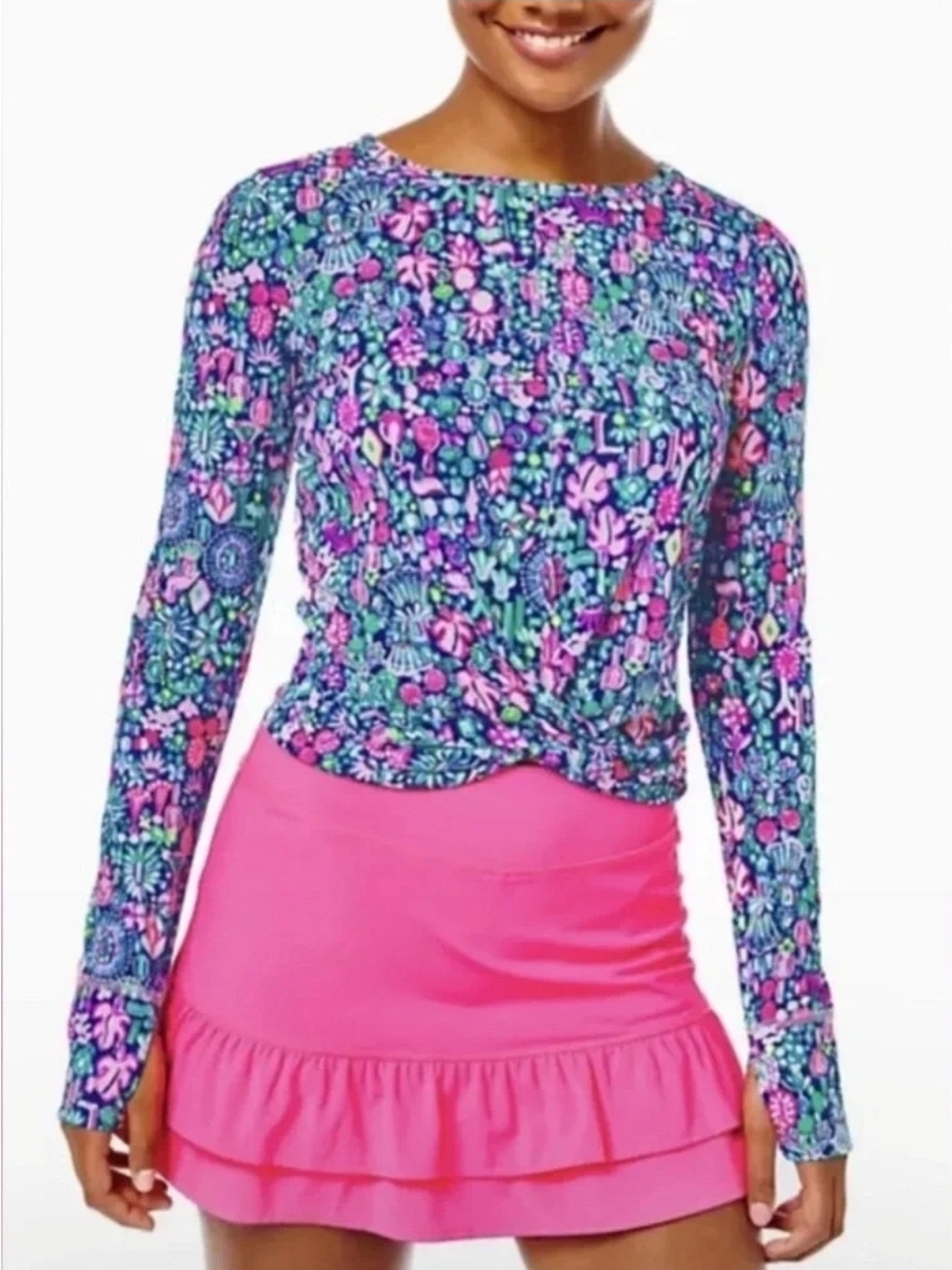 Lilly Pulitzer Luxletic Oden Twist Front Top Like New Size Large